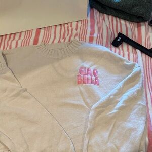 Sincerely Jules Cream Knit with Pink Embroidery